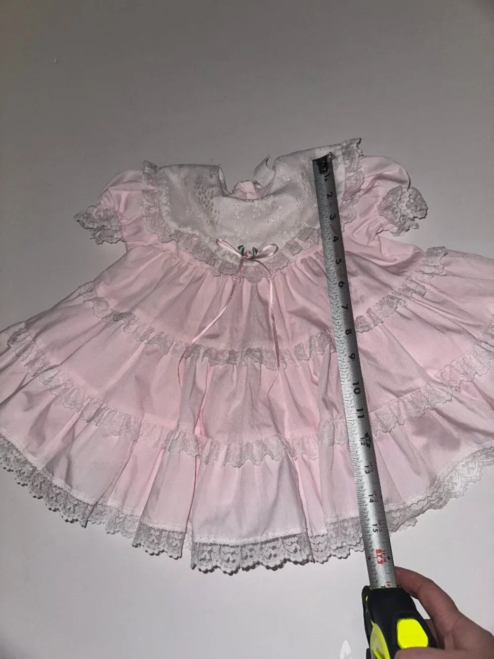 VINTAGE BRYAN 18 mo Months Pink FULL CIRCLE Pageant Lace Ruffles Dress